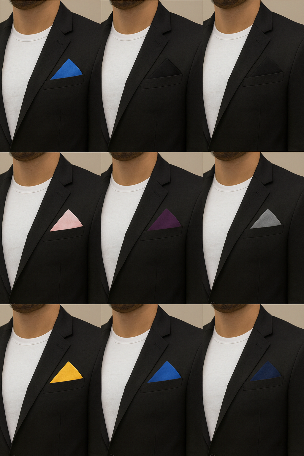 Pre-Folded Pocket Squares – Classic & Elegant Colors