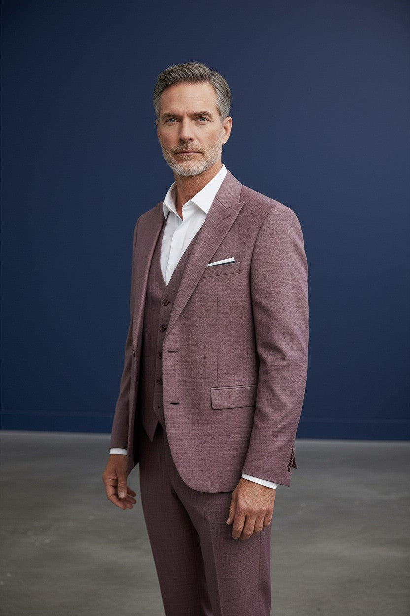 Burgundy Slim Fit 3-Piece Suit - Modern Tailored Formalwear