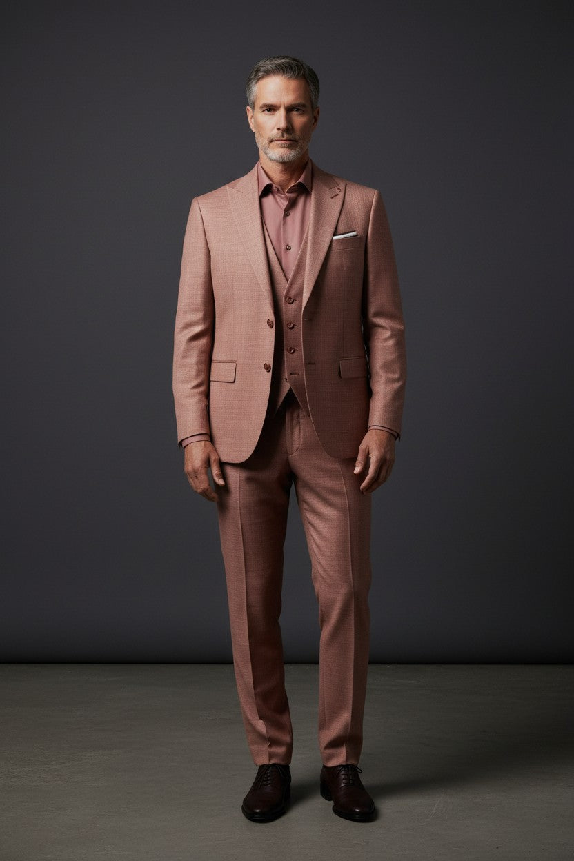 Burgundy Slim Fit 3-Piece Suit - Modern Tailored Formalwear
