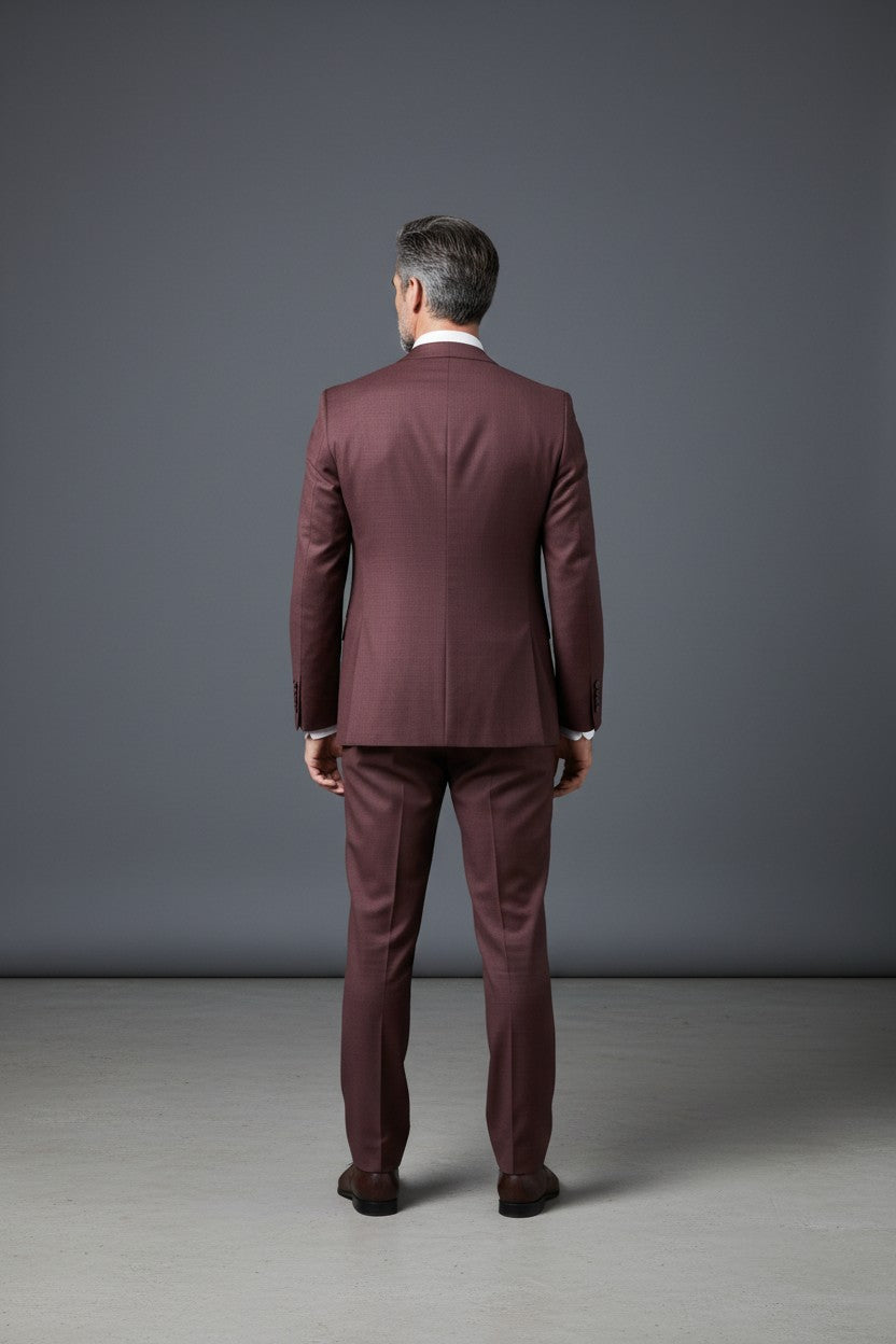 Burgundy Slim Fit 3-Piece Suit - Modern Tailored Formalwear