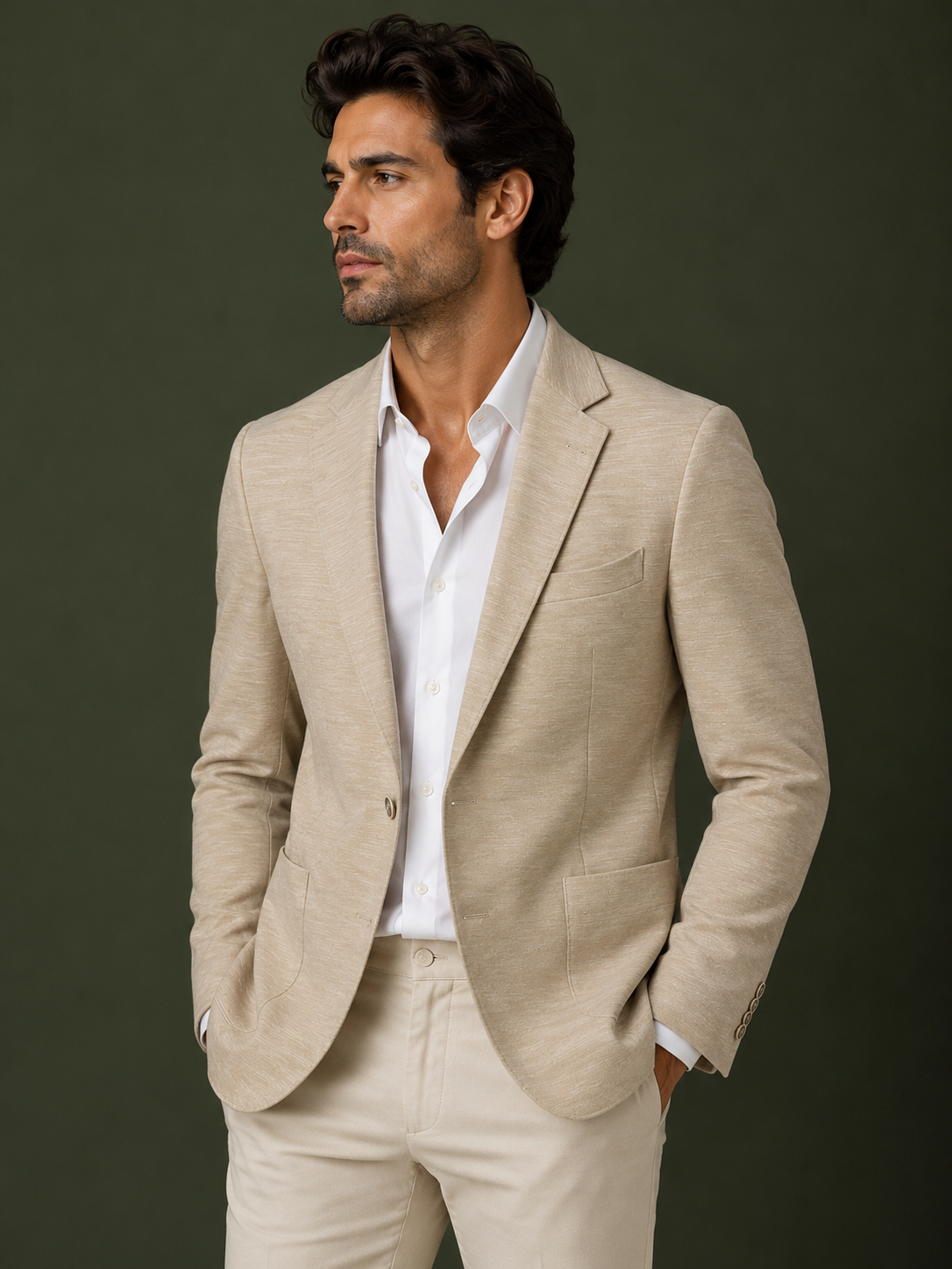 Sand Textured Slim Fit Blazer – Refined Modern Style