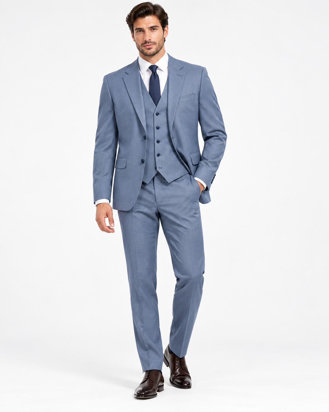 Steel Blue Three-Piece Suit