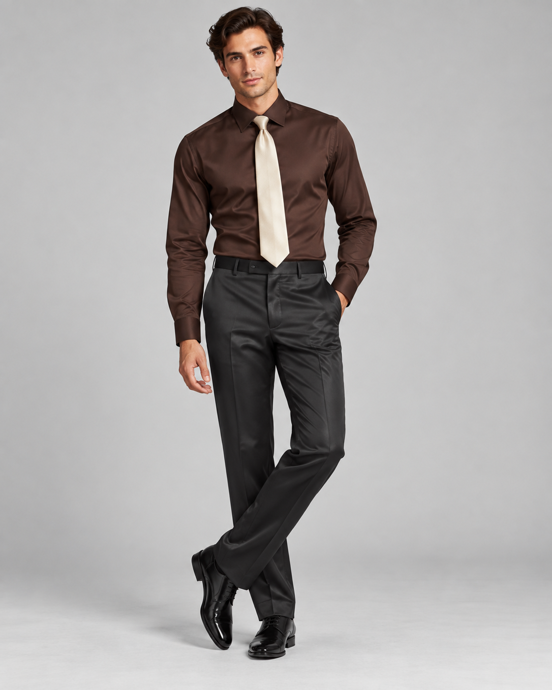 Men’s High-Shine Black Tailored Suit Pants