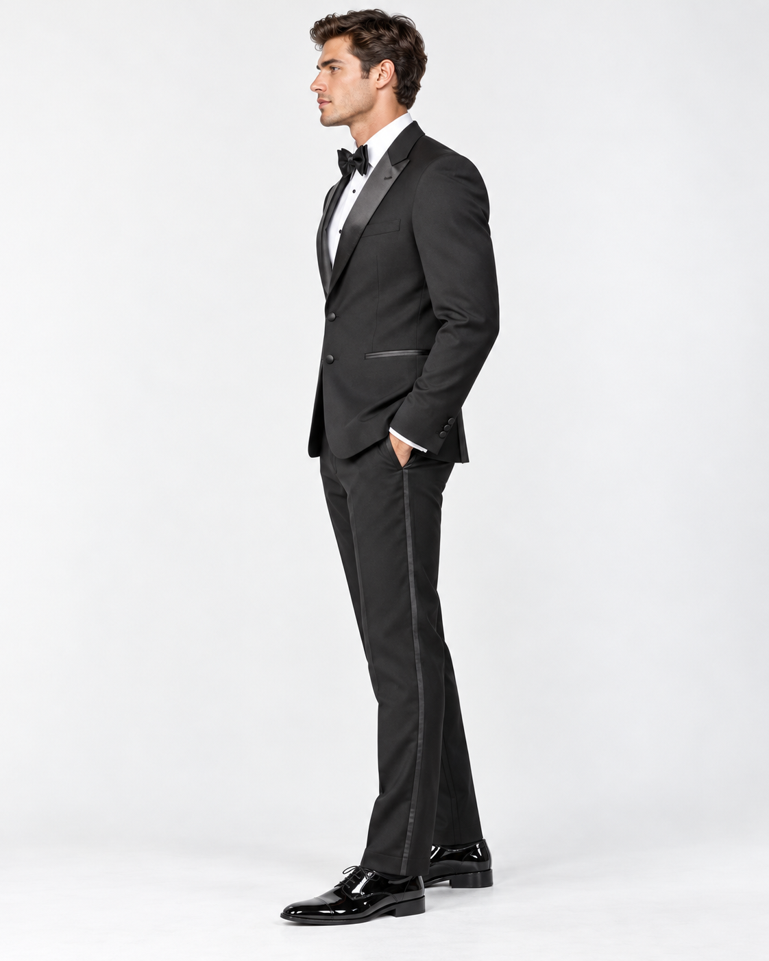 Men’s Black Satin Notch Lapel Tuxedo