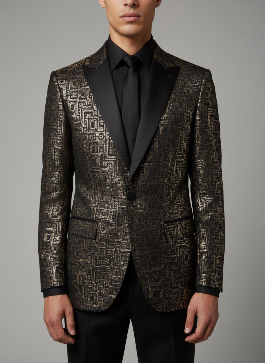GOLD GEOMETRIC BLAZER