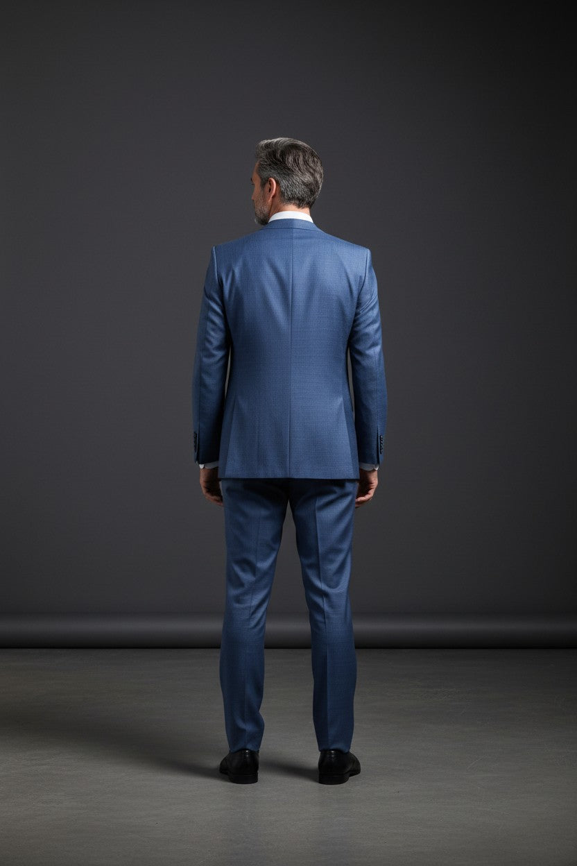 Vercini Classic Blue Textured Slim Fit Two-Piece Suit
