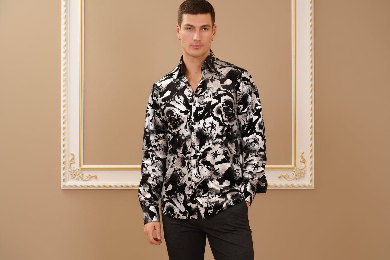 Vercini “Noir Bloom” Statement Shirt