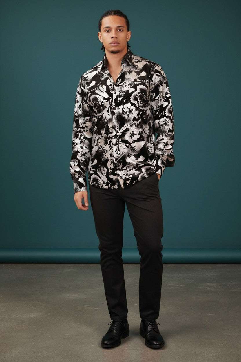 Vercini “Noir Bloom” Statement Shirt