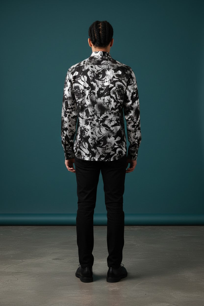 Vercini “Noir Bloom” Statement Shirt