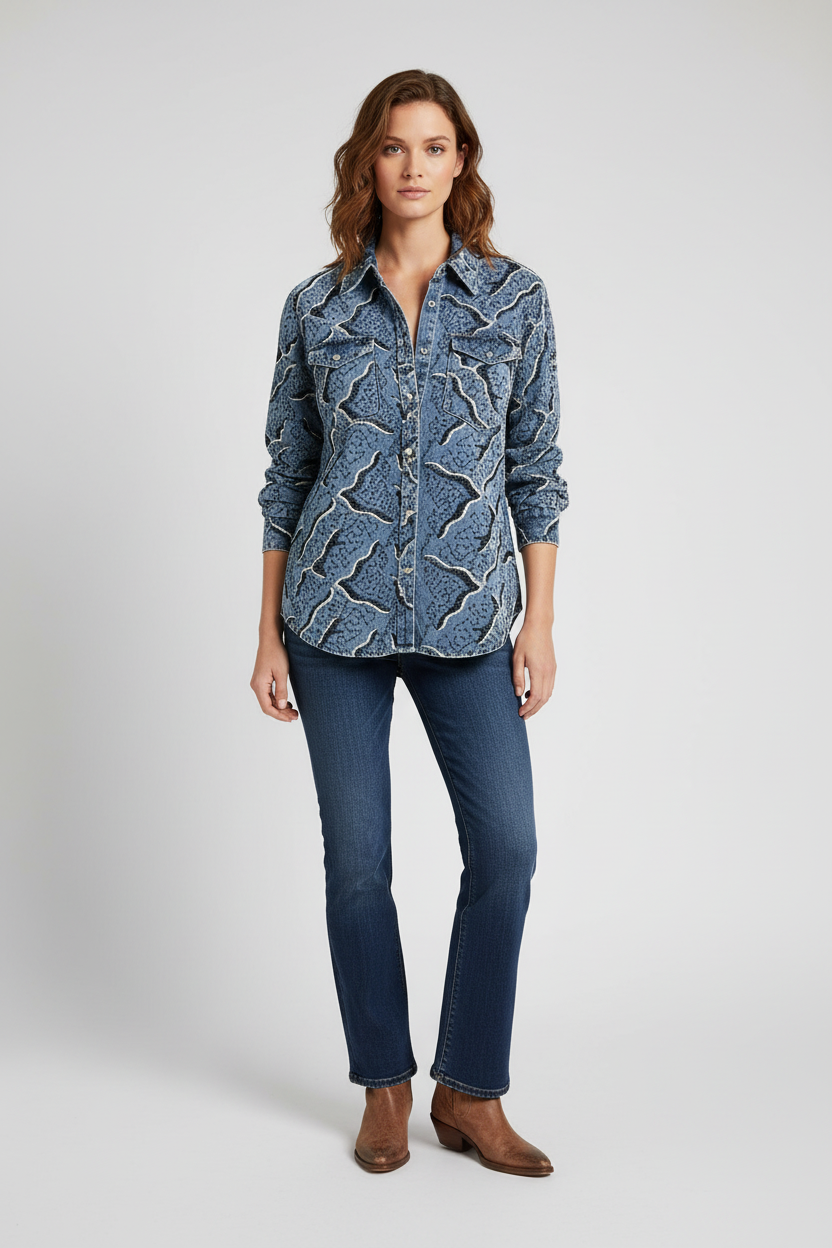 DENIM  JACLET WITH BLACK SEQUENS