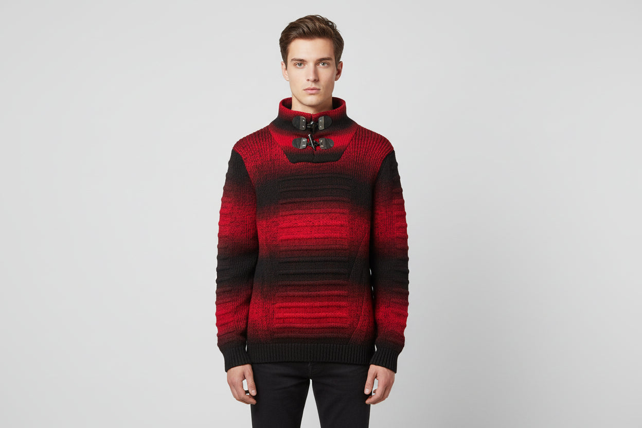 BLACK AND RED VERCINI KNIT SWEATER