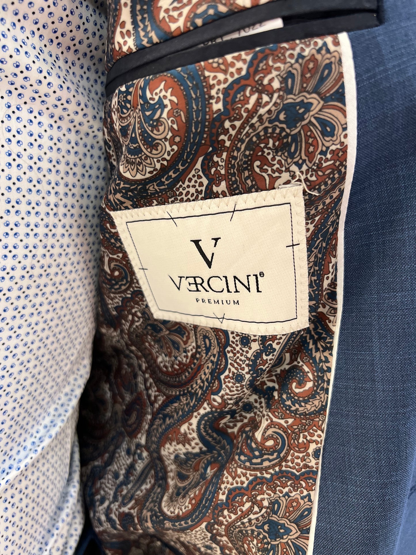 Vercini Classic Blue Textured Slim Fit Suit