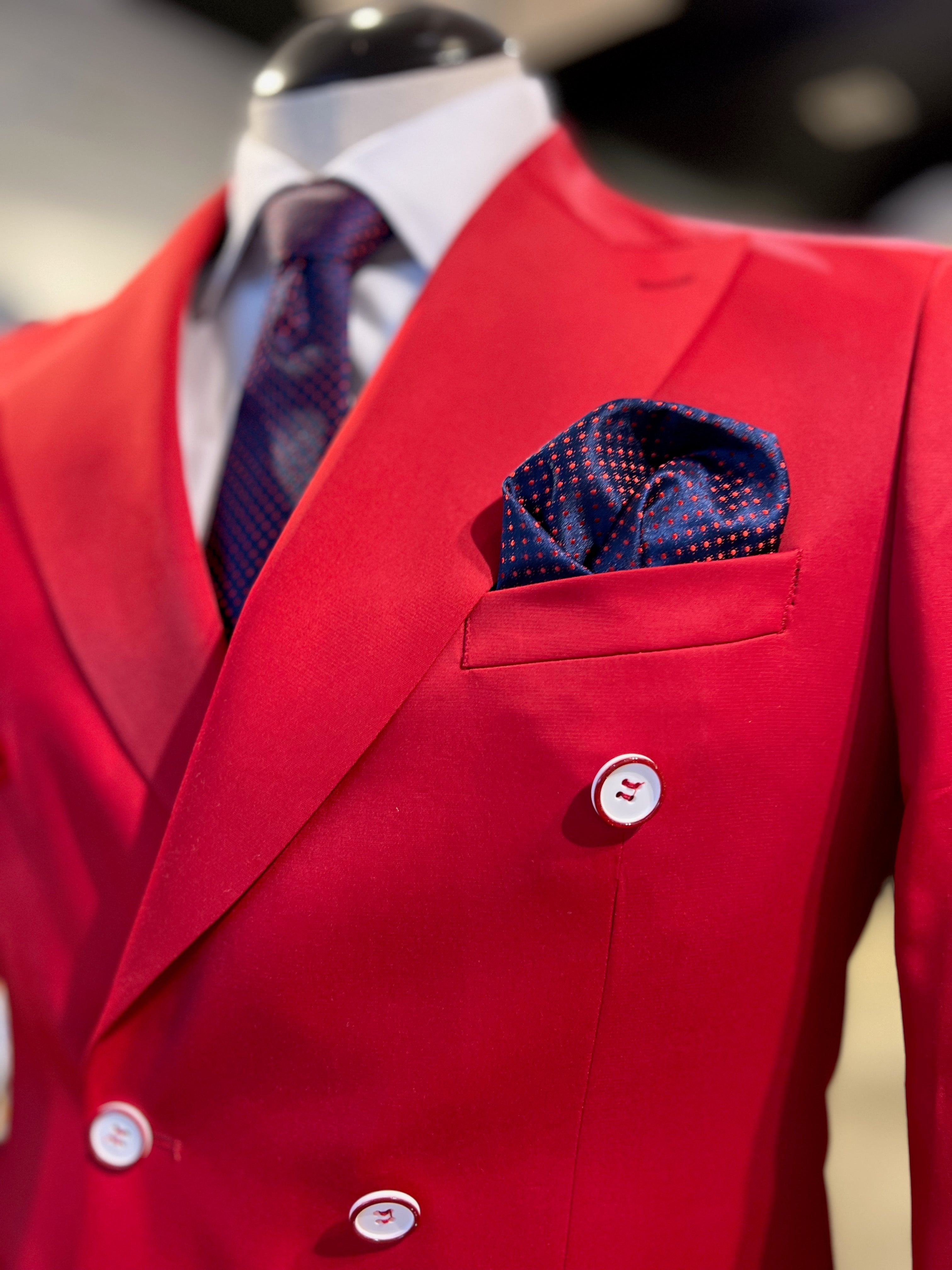 Men’s Solid Double-Breasted Slim Suit Set