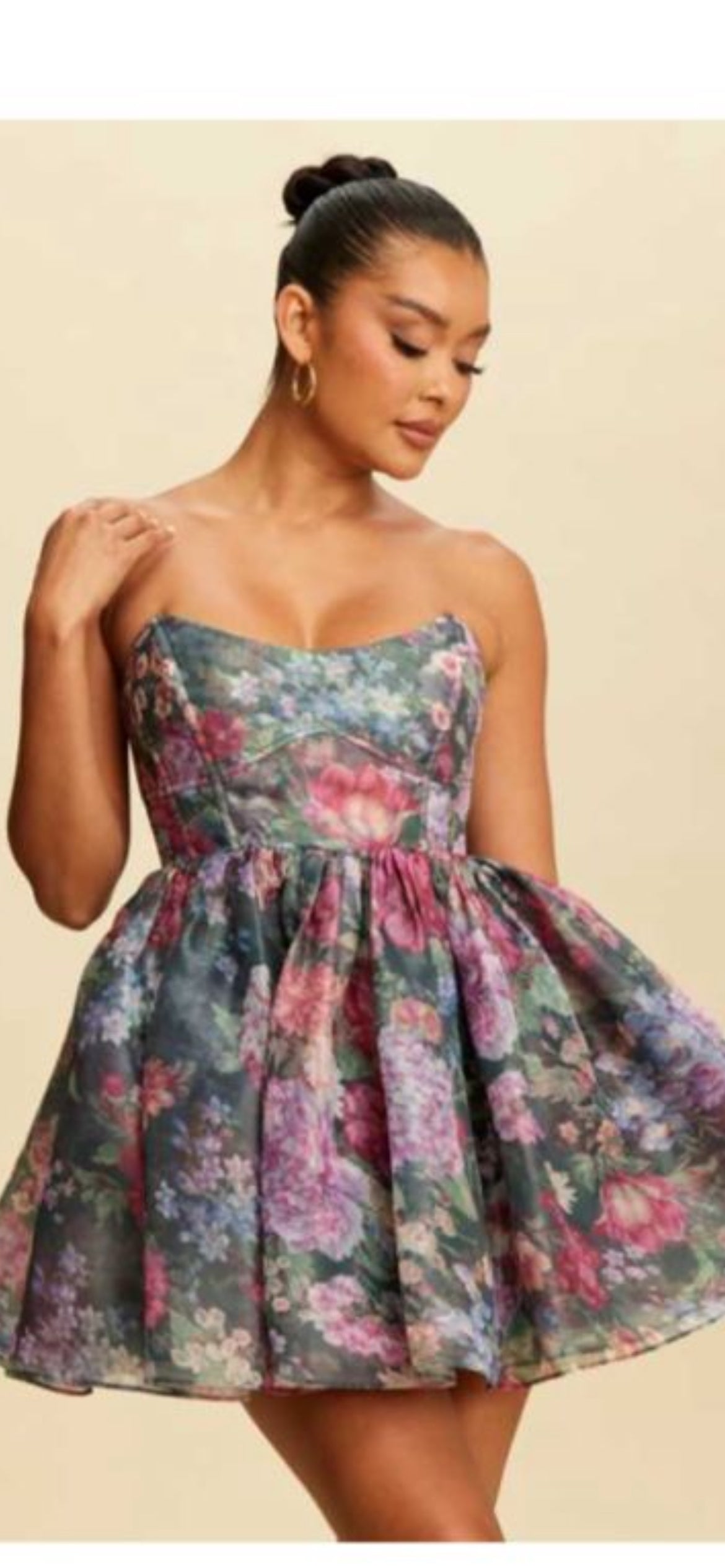 STRAPLESS FLORAL DRESS