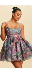 STRAPLESS FLORAL DRESS