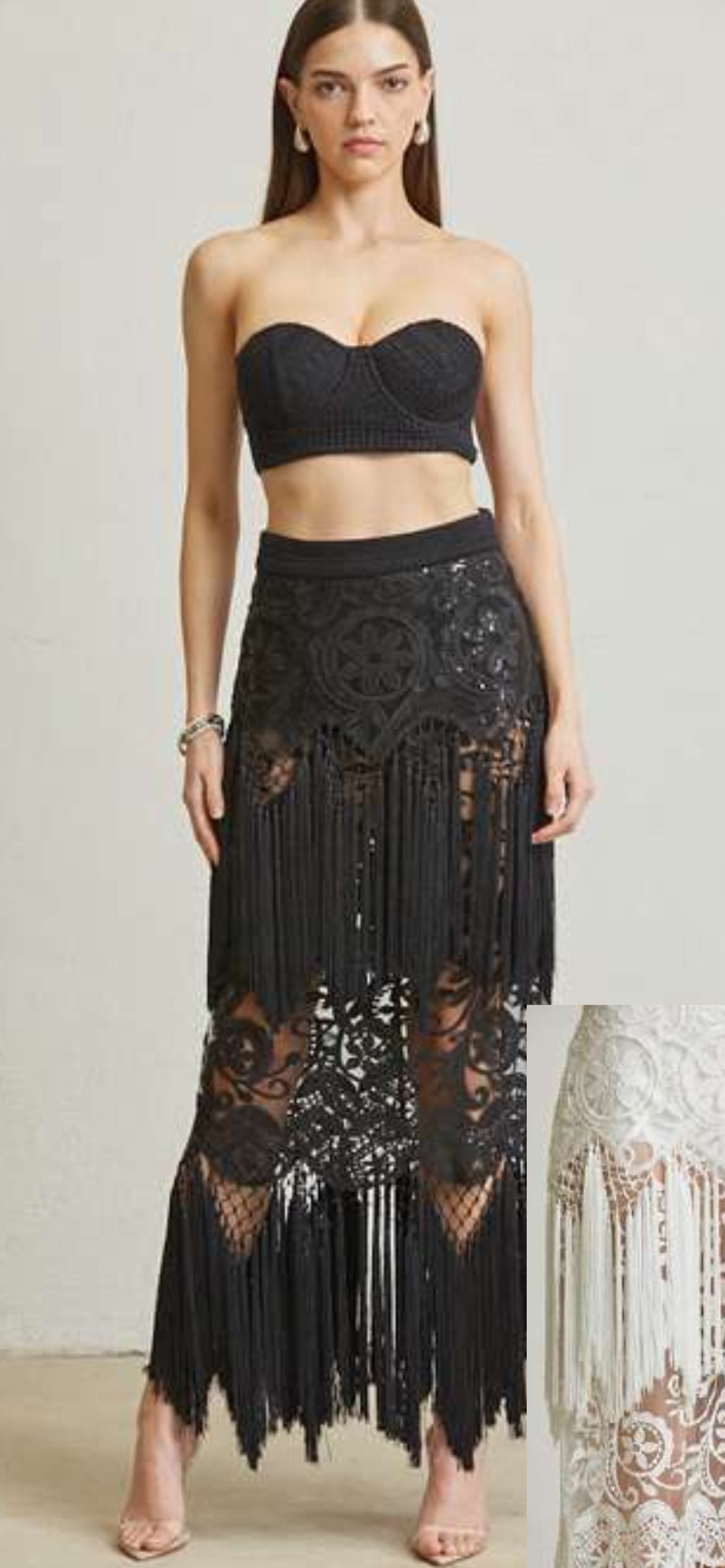 LONG HIGH WAISTED SKIRT WITH A STRAPLESS TOP SET