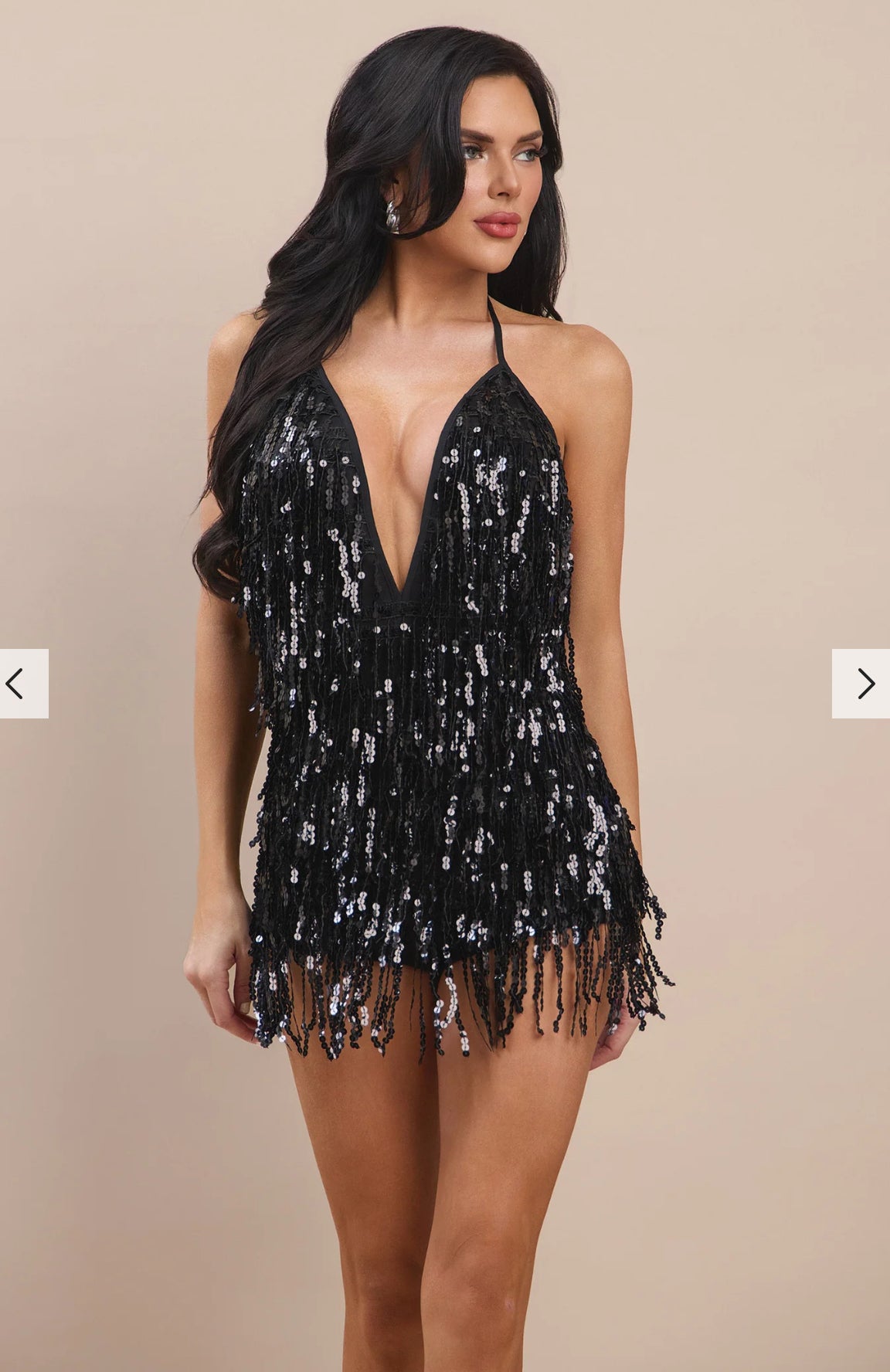 BLACK FRINGE SEQUIN ROMPER
