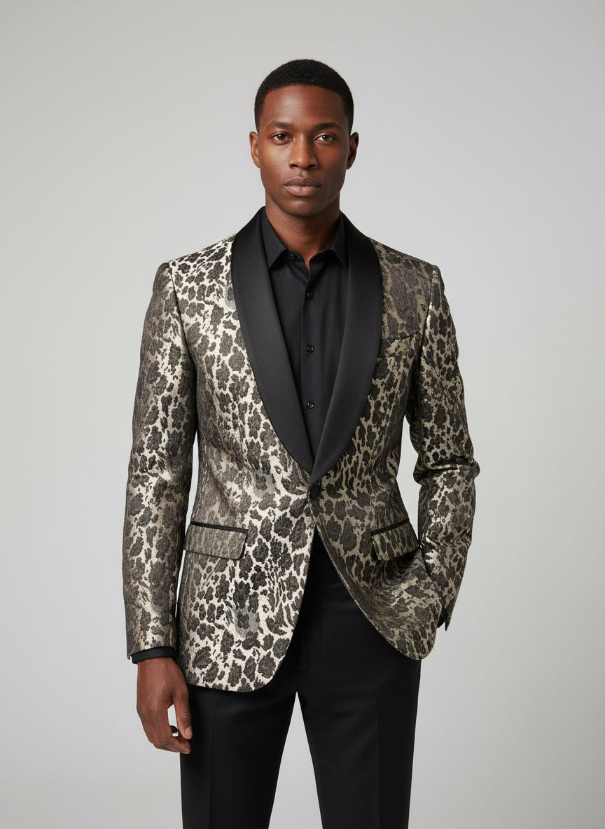 VERCINI ANIMAL PRINT PATTERN BLAZER