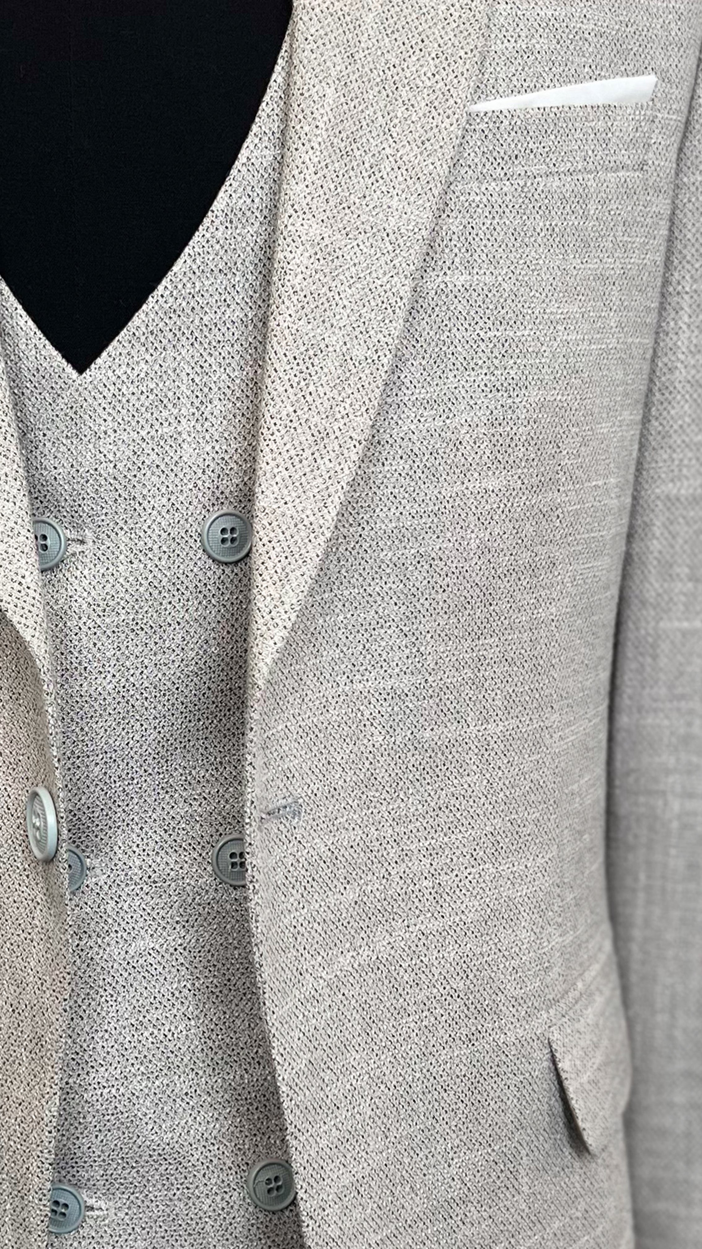 Vercini Daniel Rosso Slim Fit Linen-Blend Suit - Light Gray 3-Piece
