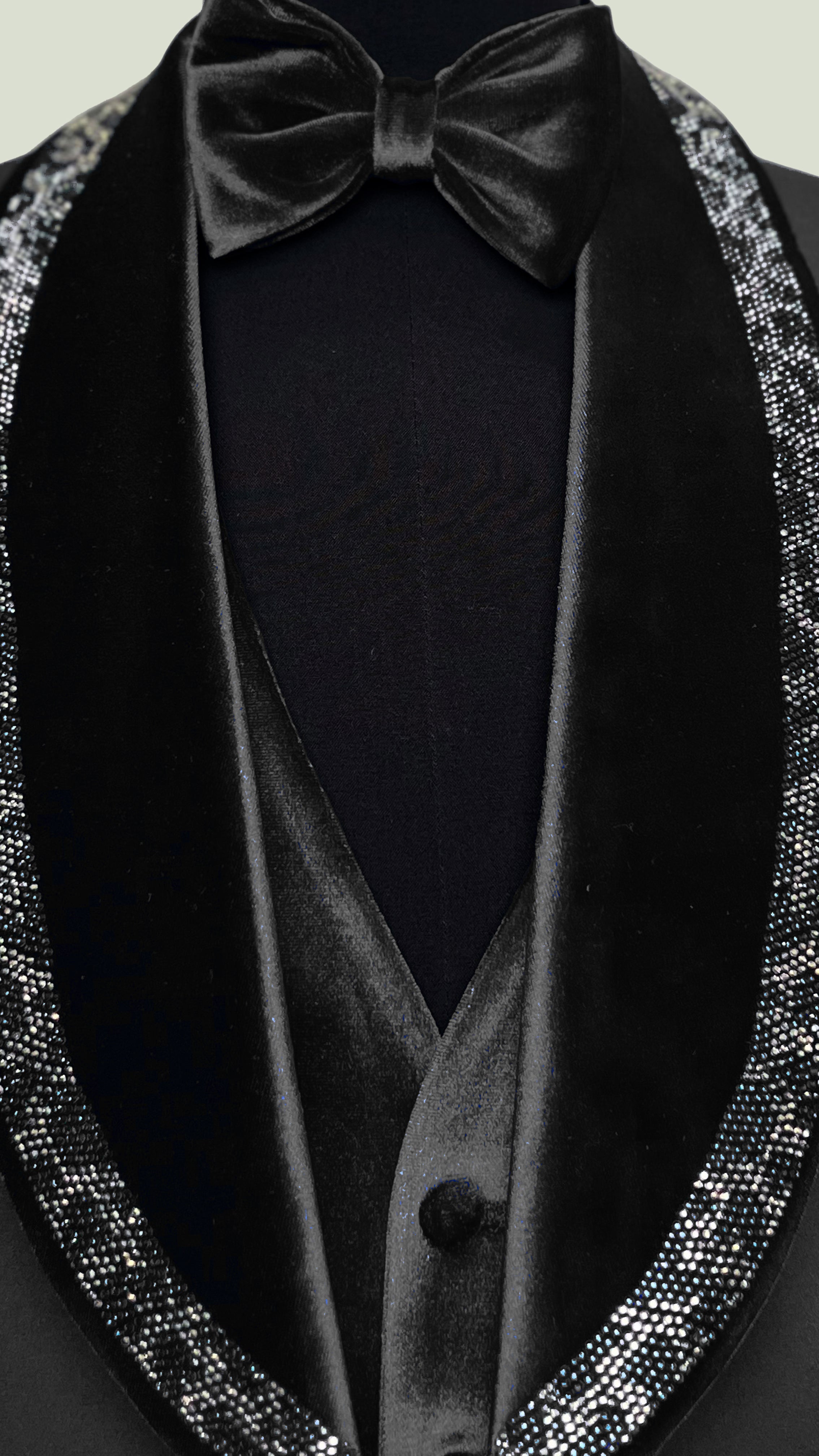 Men's Deep Blue Velvet Tuxedo with Crystal Embellished Lapel - Vercini