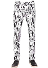 WHITE ALPHABEL PRINT LUXE  PANTS