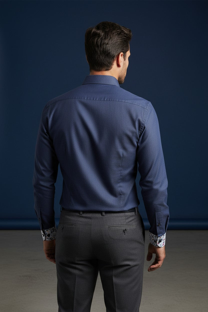 NAVY  BLUE MEN'S DRESS SHIRT 100% COTTON