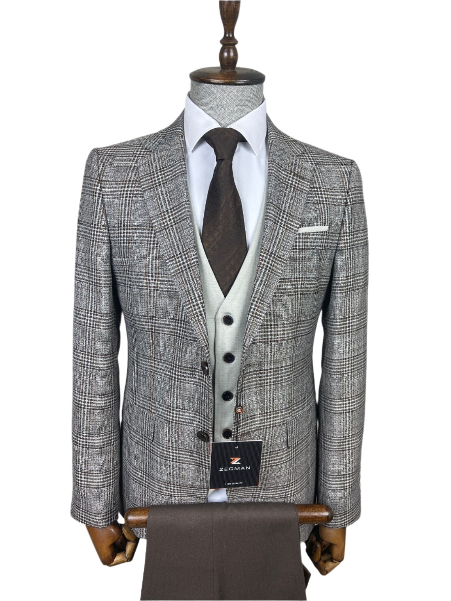 3 PC PLAID COMBINE SUIT