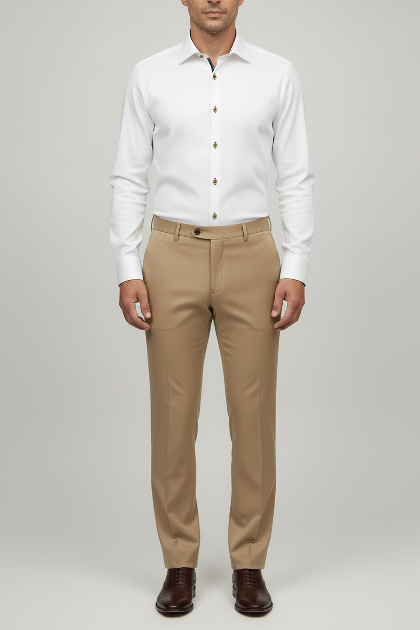 VECS-Z19 White Textured Contrast Trim Shirt