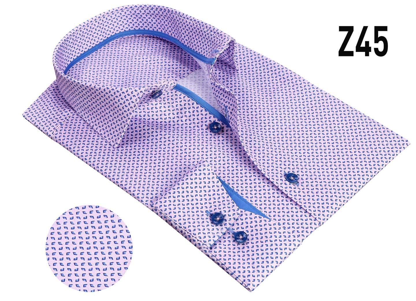 VECS-Z45 Lilac Geo Contrast Trim Shirt