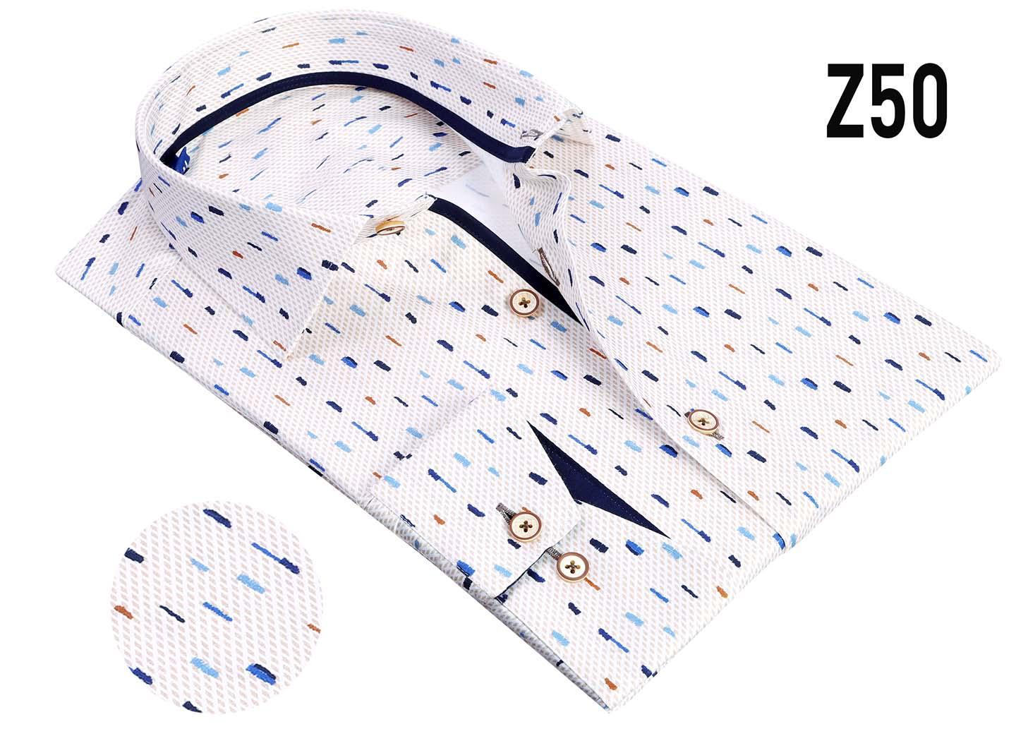 VECS-Z50 White Raindrop Contrast Trim Shirt