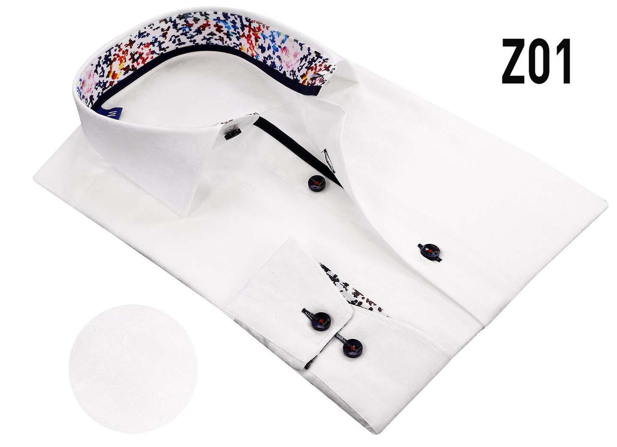 VECS-Z01 Classic White Contrast Trim Shirt