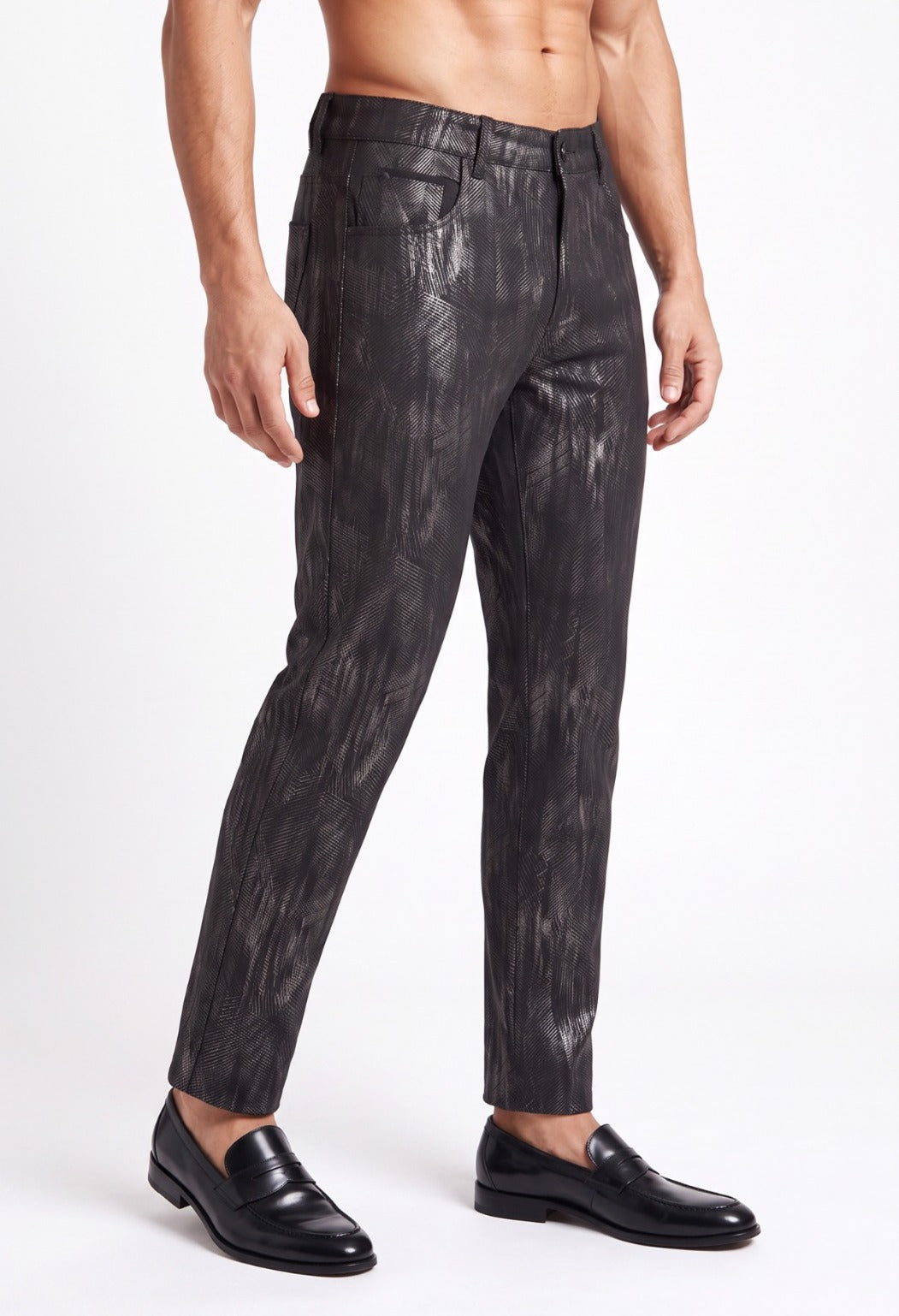 Charcoal Textured Slim-Fit Pants