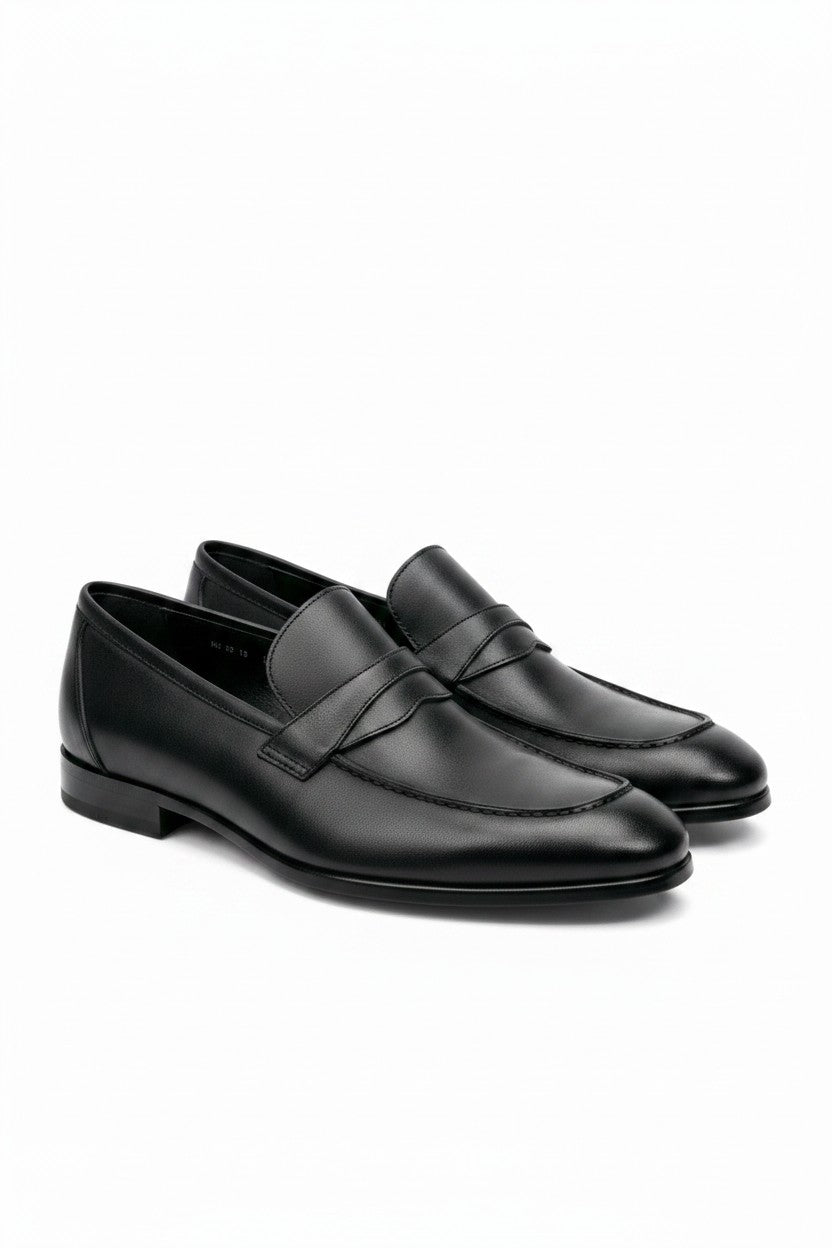 Vercini Black Leather Penny Loafer — The Essential