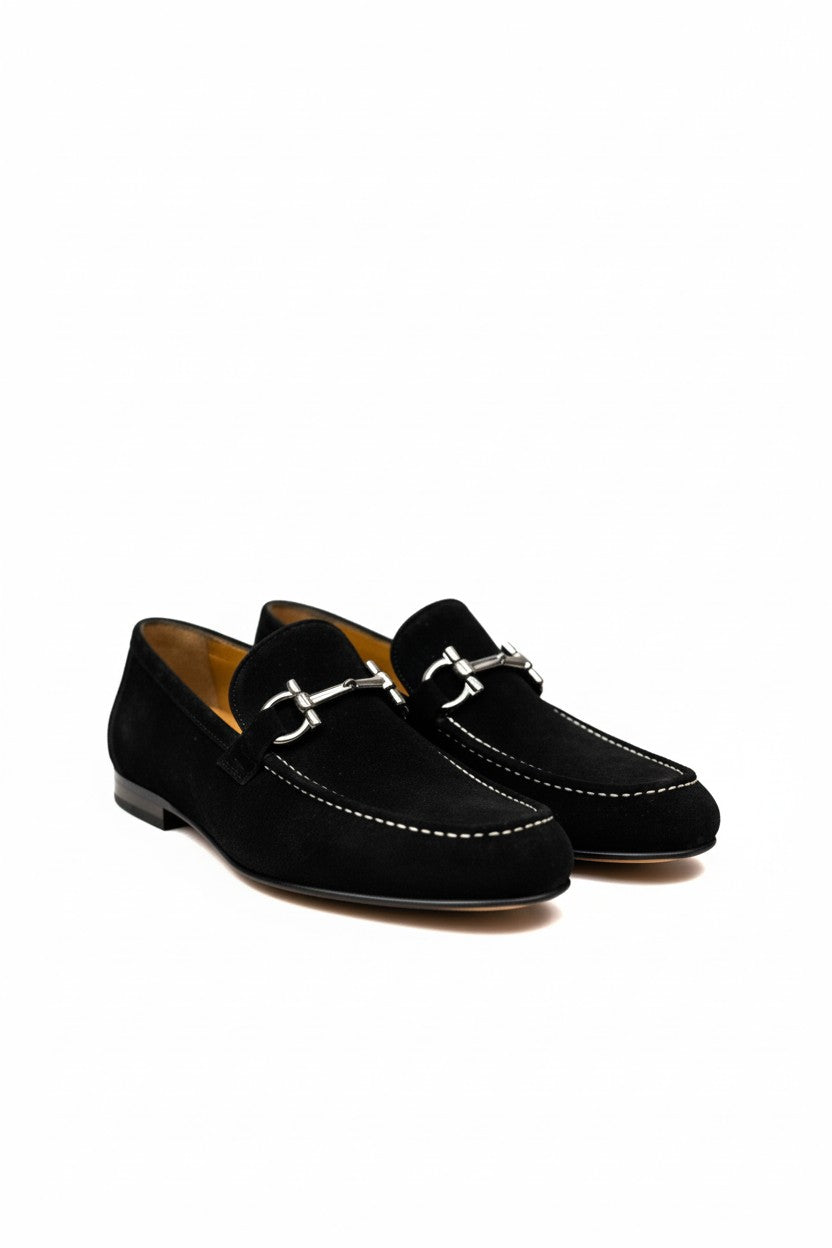 Vercini Classic Black Suede Bit Loafer