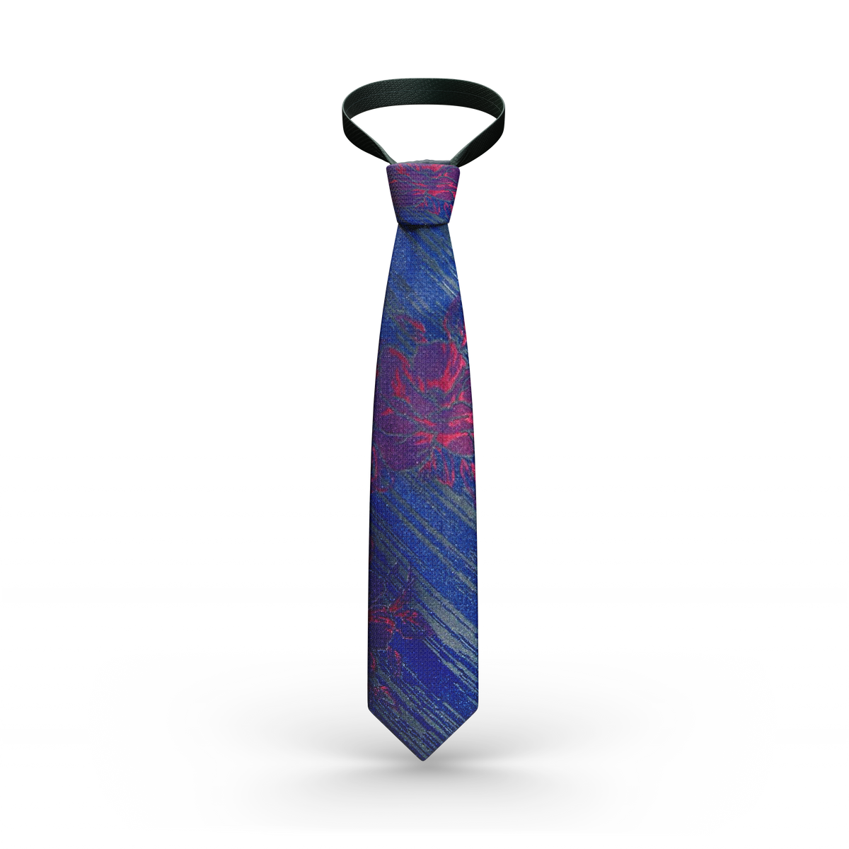 Elegant Bloom Navy Tie with Red Rose and Green Accents TIES Ph accessories Vercini