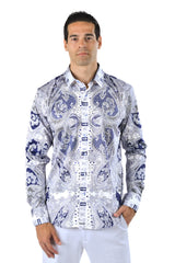 Men's Button-Up Rhinestone Paisley Shirt