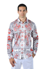 Men's Button-Up Rhinestone Paisley Shirt
