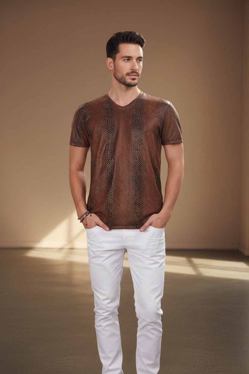 Vercini Snake Scale V-Neck Tee — Reptile Edition
