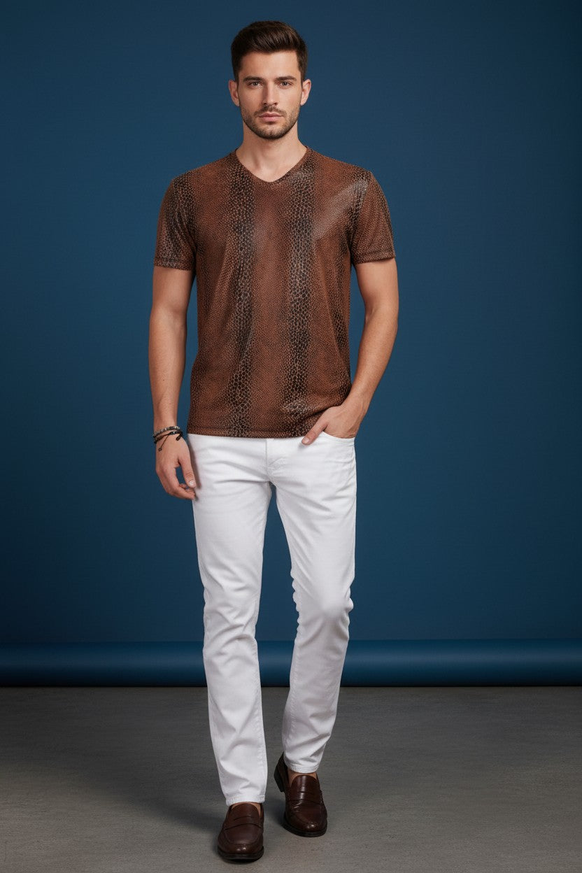 Vercini Snake Scale V-Neck Tee — Reptile Edition