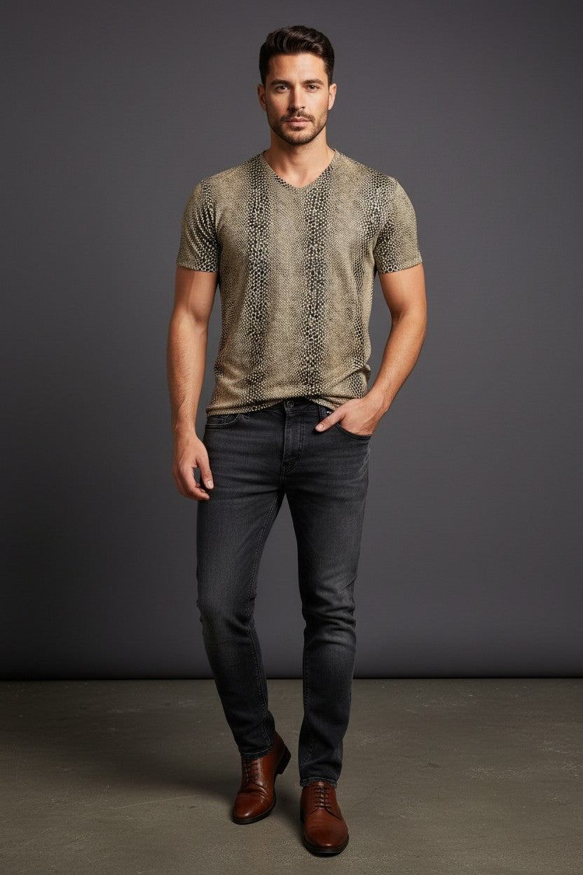 Vercini Snake Scale V-Neck Tee — Reptile Edition