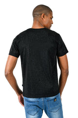 Gold Jewel Men's Black and Shiny Silver Crew-Neck T-Shirt