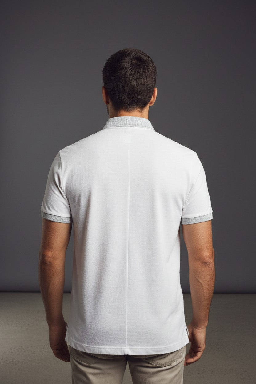Men's Premium Zip Neck Textured Polo Shirt