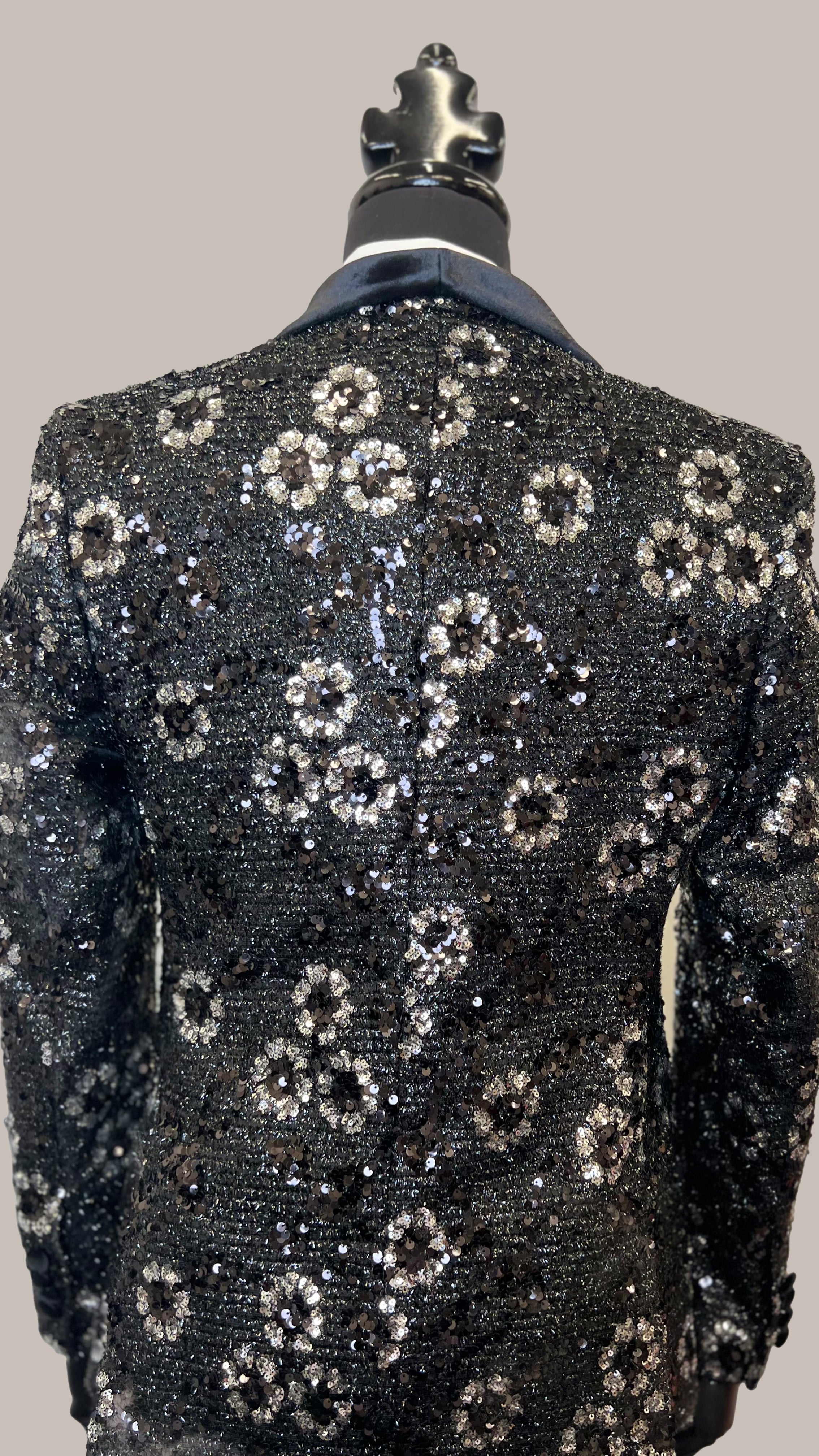 Floral Spark Sequined Tuxedo - Midnight Gray