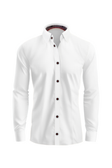 Vercini Classic White Shirt with Contrast Button Detail
