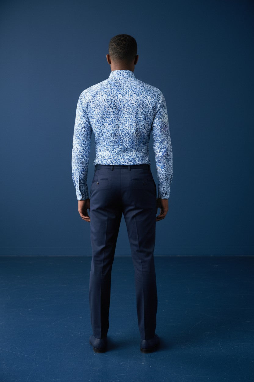Blue & White Polka Dot Long Sleeve Shirt