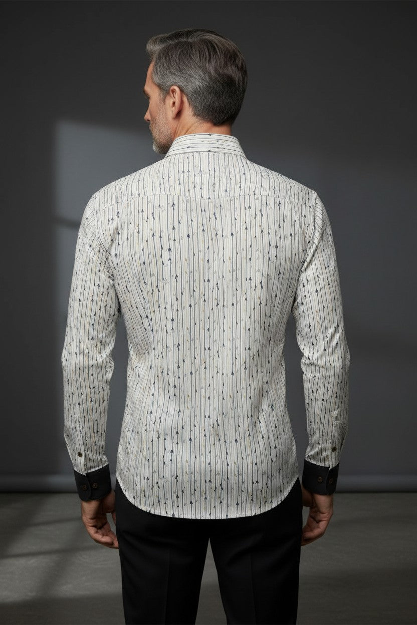 Vercini White & Brown Dress Shirt