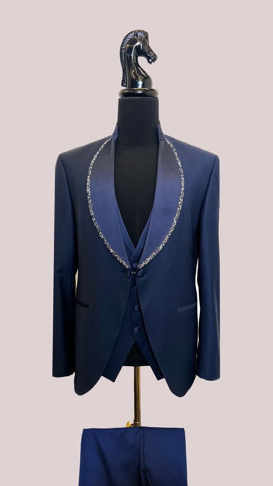 Midnight Sapphire Elegance Men's Tuxedo by Vercini SUITS 3 Piece Suits Vercini