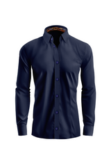 Vercini Navy Elegance Shirt with Ornate Inner Collar