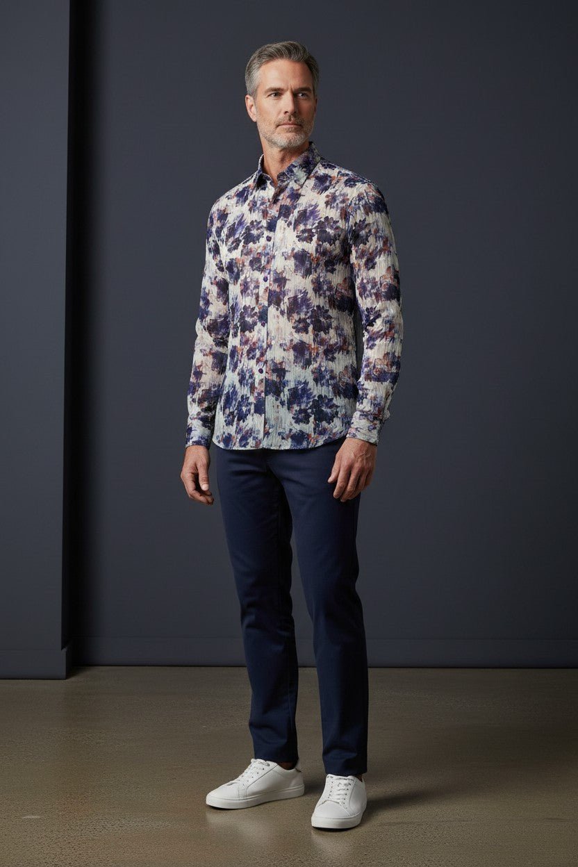 Vercini Autumnal Elegance Floral Cotton Shirt