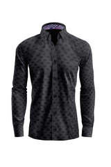 Vercini Enigmatic Charcoal Dot Premium Cotton Shirt